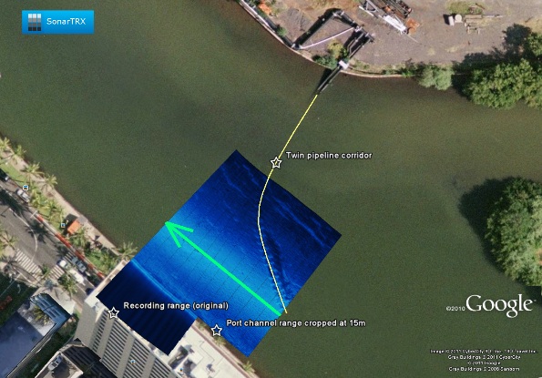 Cropping of image tiles at certain sonar range